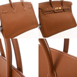 HERMES エルメス バーキン 35 ゴールド □F刻印(2002年頃) ユニセックス トゴ ハンドバッグ Aランク 中古 銀蔵