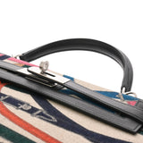 HERMES エルメス ケリー 32 外縫い カヴァルカドゥール ベージュ ブラック マルチカラー C刻印(2018年頃) レディース スイフト トワルドゥキャンプ 2WAYバッグ 新同 中古 銀蔵