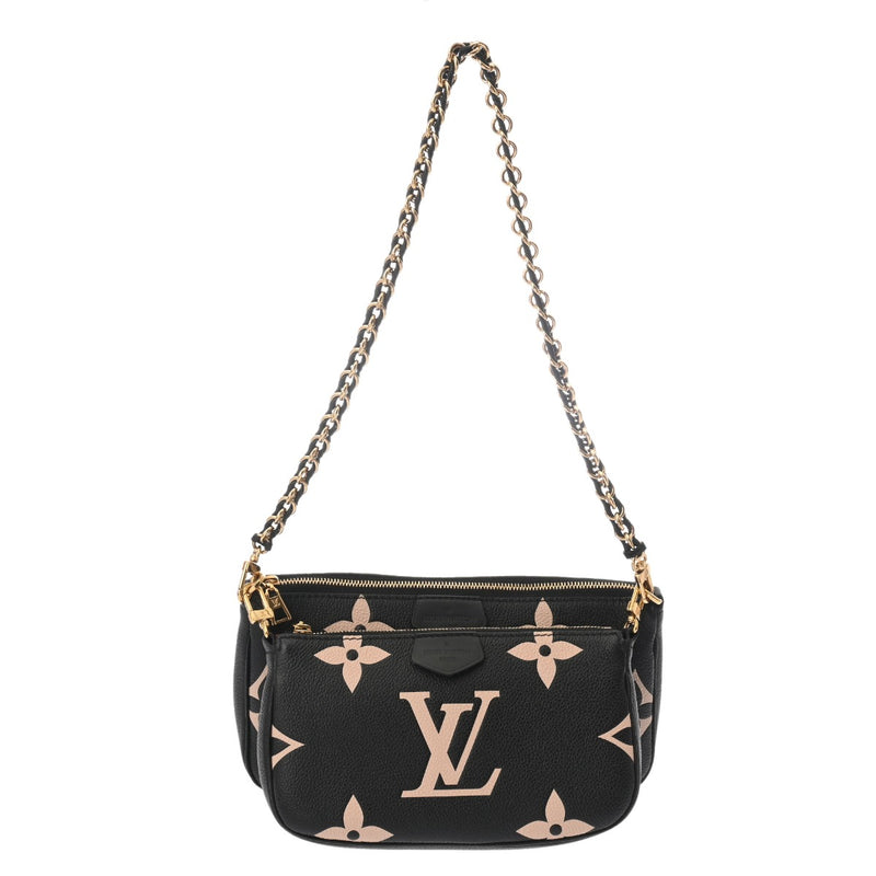 LOUIS VUITTON ルイヴィトン モノグラムアンプラント ミュルティ ポシェット アクセソワール ブラック/ベージュ M45777 レディース レザー ショルダーバッグ Aランク 中古 銀蔵