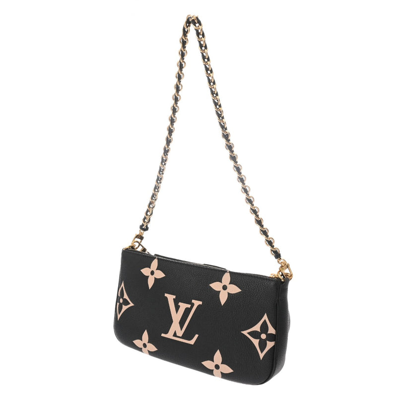 LOUIS VUITTON ルイヴィトン モノグラムアンプラント ミュルティ ポシェット アクセソワール ブラック/ベージュ M45777 レディース レザー ショルダーバッグ Aランク 中古 銀蔵