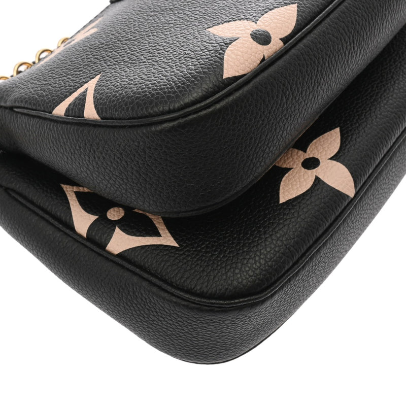 LOUIS VUITTON ルイヴィトン モノグラムアンプラント ミュルティ ポシェット アクセソワール ブラック/ベージュ M45777 レディース レザー ショルダーバッグ Aランク 中古 銀蔵