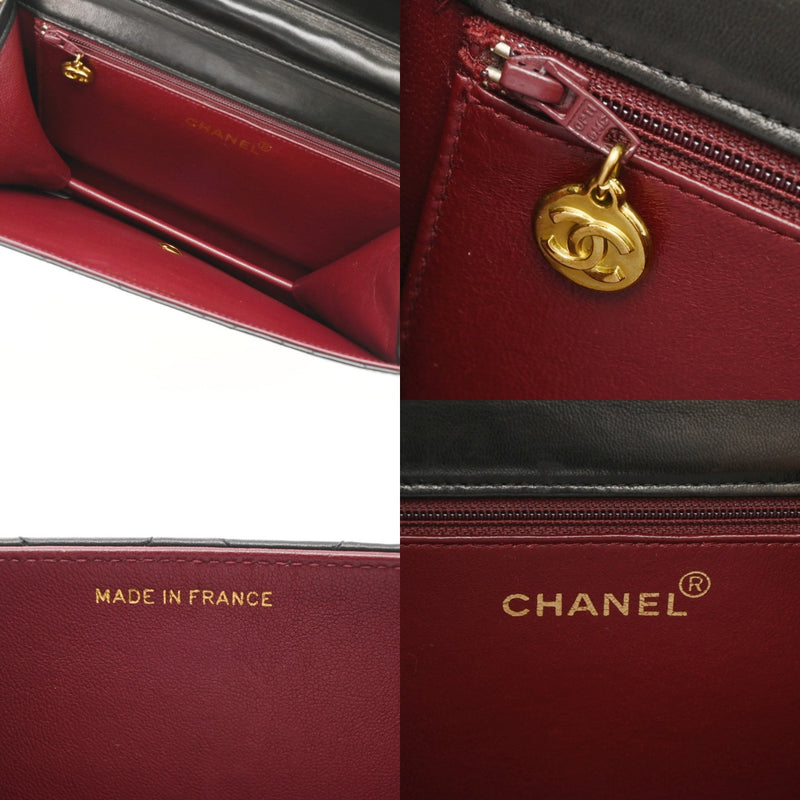 CHANEL シャネル マトラッセ プッシュロック チェーンショルダー 22cm ブラック レディース ラムスキン ショルダーバッグ ABランク 中古 銀蔵