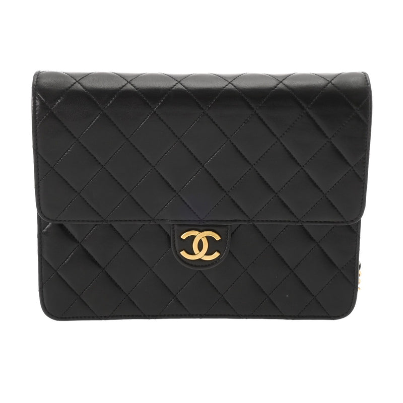 CHANEL シャネル マトラッセ プッシュロック チェーンショルダー 22cm ブラック レディース ラムスキン ショルダーバッグ ABランク 中古 銀蔵