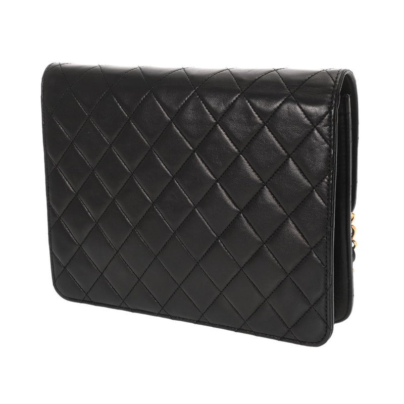 CHANEL シャネル マトラッセ プッシュロック チェーンショルダー 22cm ブラック レディース ラムスキン ショルダーバッグ ABランク 中古 銀蔵