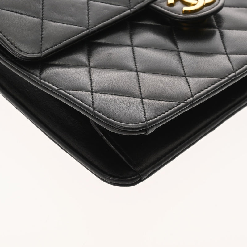CHANEL シャネル マトラッセ プッシュロック チェーンショルダー 22cm ブラック レディース ラムスキン ショルダーバッグ ABランク 中古 銀蔵
