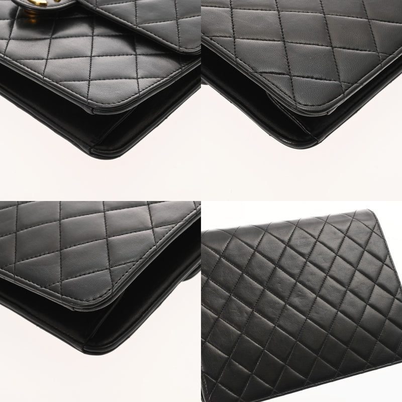 CHANEL シャネル マトラッセ プッシュロック チェーンショルダー 22cm ブラック レディース ラムスキン ショルダーバッグ ABランク 中古 銀蔵