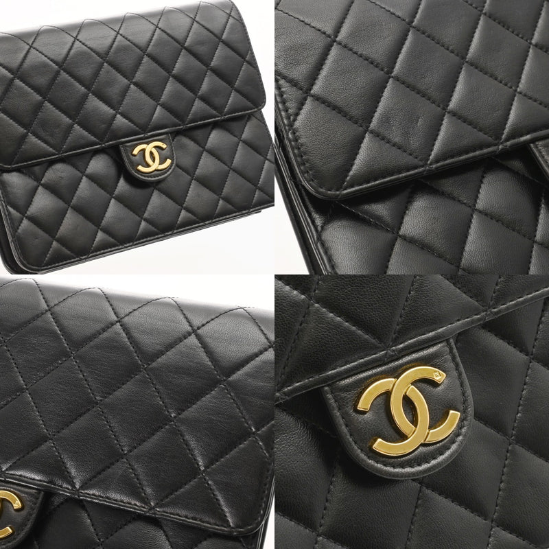 CHANEL シャネル マトラッセ プッシュロック チェーンショルダー 22cm ブラック レディース ラムスキン ショルダーバッグ ABランク 中古 銀蔵