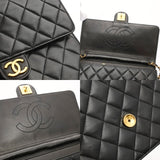 CHANEL シャネル マトラッセ プッシュロック チェーンショルダー 22cm ブラック レディース ラムスキン ショルダーバッグ ABランク 中古 銀蔵