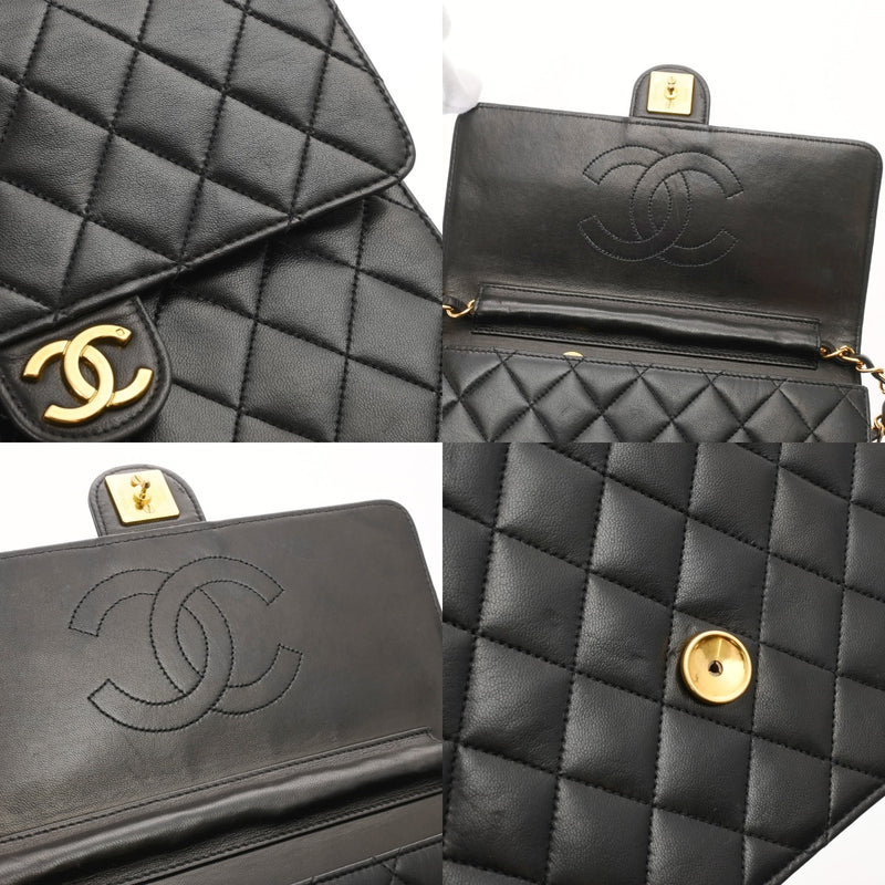 CHANEL シャネル マトラッセ プッシュロック チェーンショルダー 22cm ブラック レディース ラムスキン ショルダーバッグ ABランク 中古 銀蔵
