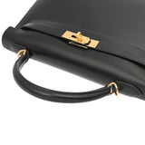 HERMES エルメス ケリー 32 外縫い 2WAY ブラック □E刻印(2001年頃) レディース ボックスカーフ ハンドバッグ Aランク 中古 銀蔵