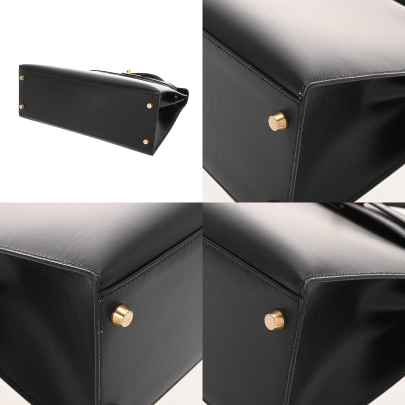 HERMES エルメス ケリー 32 外縫い 2WAY ブラック □E刻印(2001年頃) レディース ボックスカーフ ハンドバッグ Aランク 中古 銀蔵