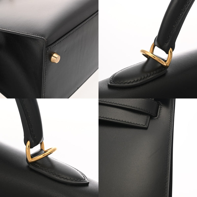 HERMES エルメス ケリー 32 外縫い 2WAY ブラック □E刻印(2001年頃) レディース ボックスカーフ ハンドバッグ Aランク 中古 銀蔵