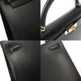 HERMES エルメス ケリー 32 外縫い 2WAY ブラック □E刻印(2001年頃) レディース ボックスカーフ ハンドバッグ Aランク 中古 銀蔵