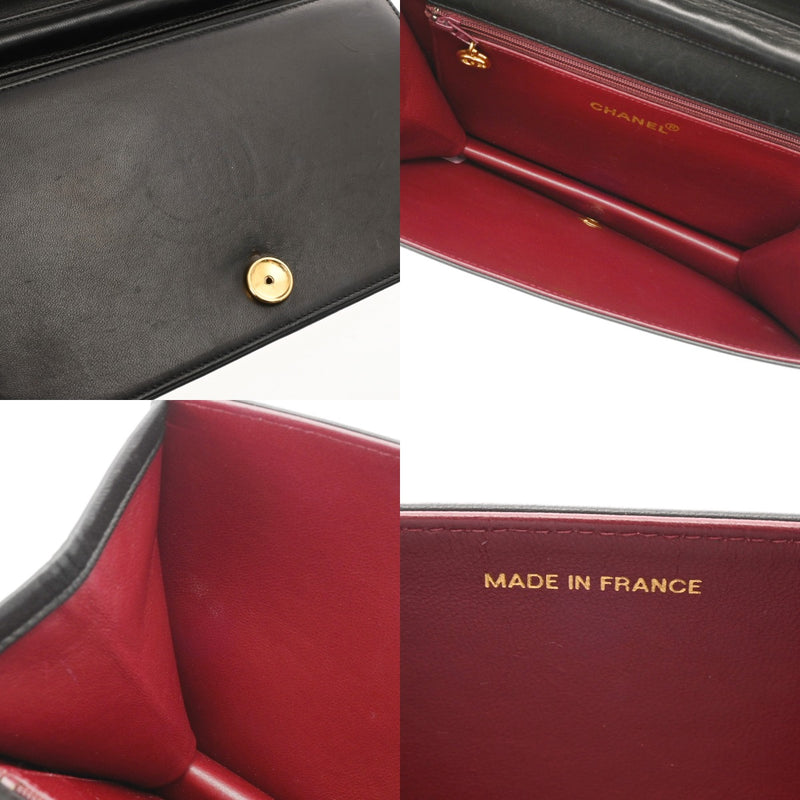CHANEL シャネル マトラッセ プッシュロック チェーンショルダー 24cm ブラック レディース ラムスキン ショルダーバッグ ABランク 中古 銀蔵