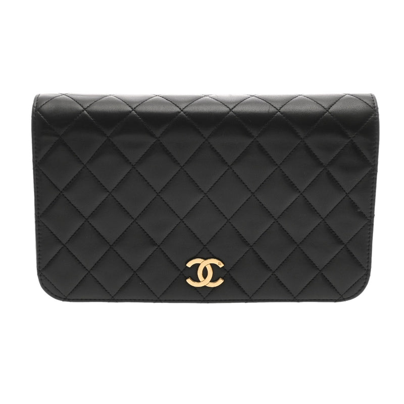 CHANEL シャネル マトラッセ プッシュロック チェーンショルダー 24cm ブラック レディース ラムスキン ショルダーバッグ ABランク 中古 銀蔵