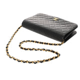 CHANEL シャネル マトラッセ プッシュロック チェーンショルダー 24cm ブラック レディース ラムスキン ショルダーバッグ ABランク 中古 銀蔵