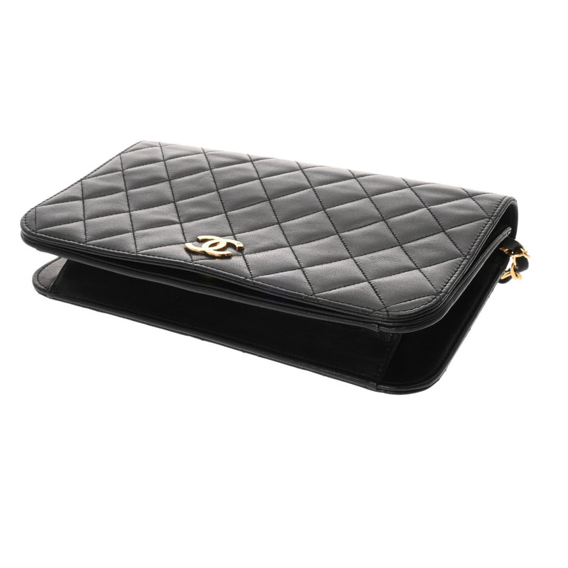 CHANEL シャネル マトラッセ プッシュロック チェーンショルダー 24cm ブラック レディース ラムスキン ショルダーバッグ ABランク 中古 銀蔵