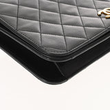 CHANEL シャネル マトラッセ プッシュロック チェーンショルダー 24cm ブラック レディース ラムスキン ショルダーバッグ ABランク 中古 銀蔵