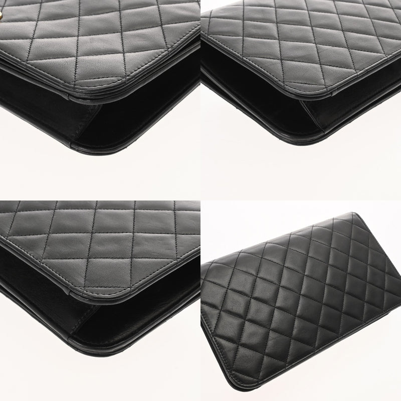 CHANEL シャネル マトラッセ プッシュロック チェーンショルダー 24cm ブラック レディース ラムスキン ショルダーバッグ ABランク 中古 銀蔵