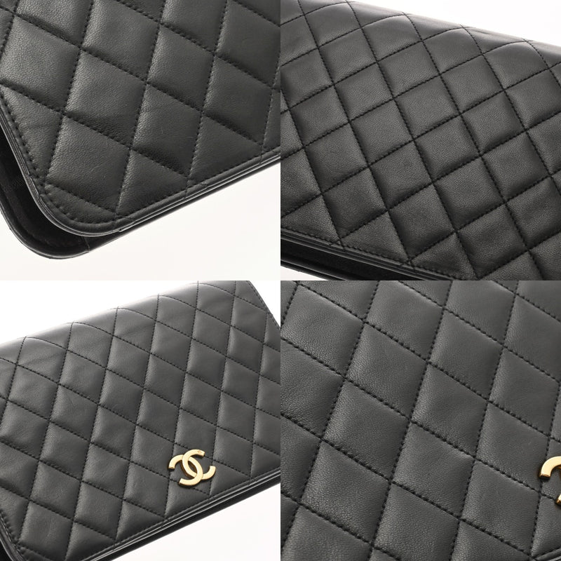 CHANEL シャネル マトラッセ プッシュロック チェーンショルダー 24cm ブラック レディース ラムスキン ショルダーバッグ ABランク 中古 銀蔵