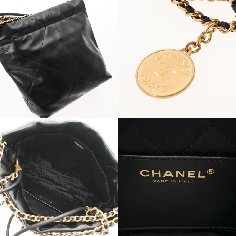 CHANEL シャネル シャネル22 ミニハンドバッグ 2WAY ブラック レディース シャイニーカーフ ハンドバッグ 未使用 銀蔵