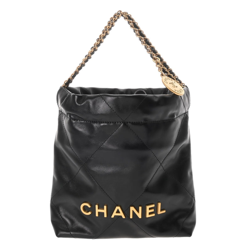 CHANEL シャネル シャネル22 ミニハンドバッグ 2WAY ブラック レディース シャイニーカーフ ハンドバッグ 未使用 銀蔵
