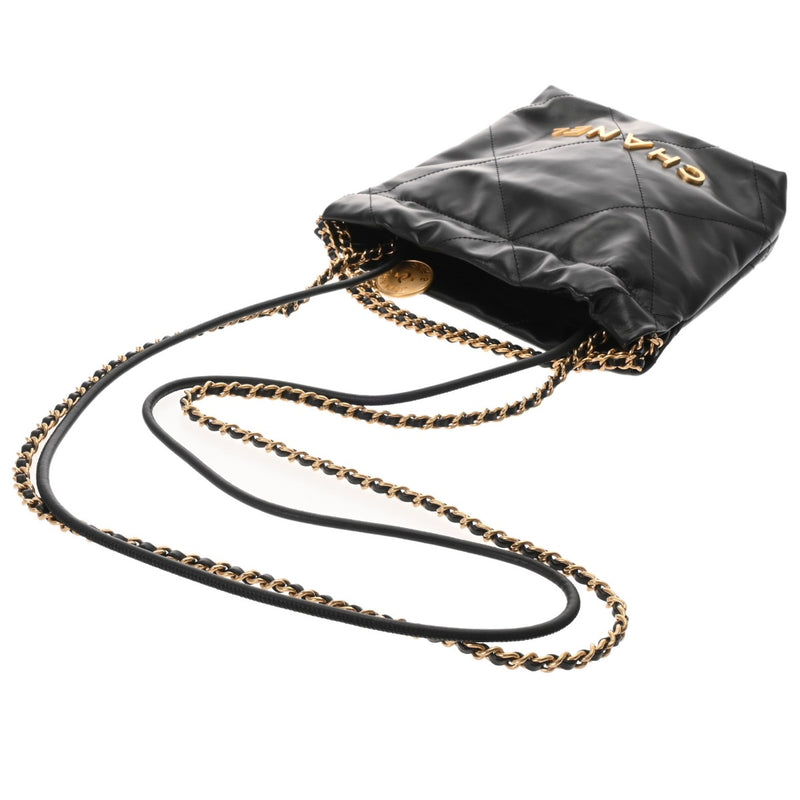 CHANEL シャネル シャネル22 ミニハンドバッグ 2WAY ブラック レディース シャイニーカーフ ハンドバッグ 未使用 銀蔵