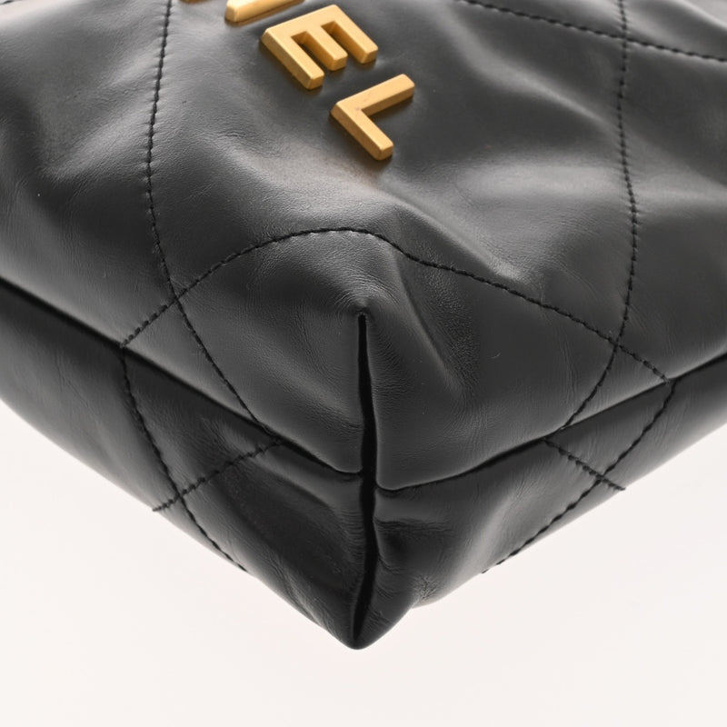 CHANEL シャネル シャネル22 ミニハンドバッグ 2WAY ブラック レディース シャイニーカーフ ハンドバッグ 未使用 銀蔵
