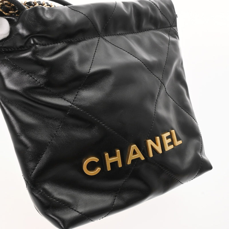 CHANEL シャネル シャネル22 ミニハンドバッグ 2WAY ブラック レディース シャイニーカーフ ハンドバッグ 未使用 銀蔵