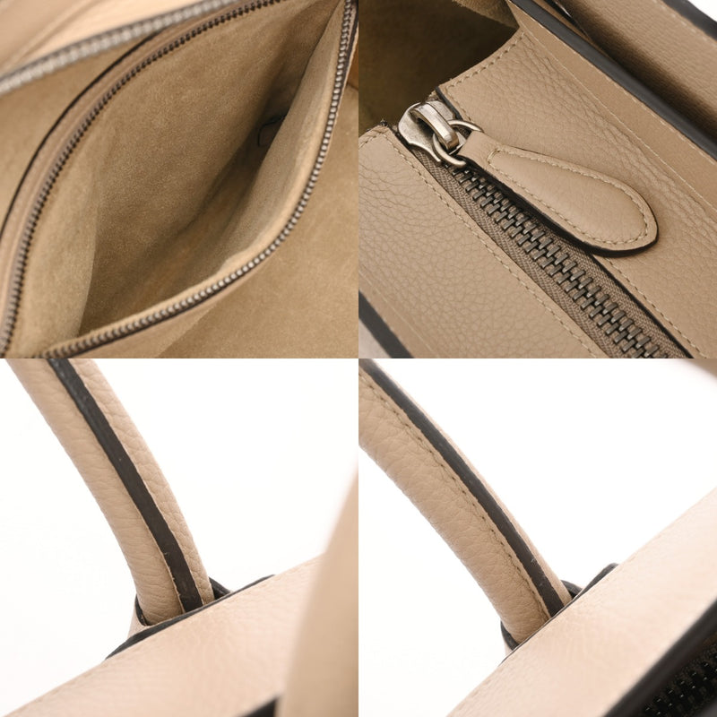 CELINE セリーヌ ラゲージ マイクロショッパー ベージュ 189793 レディース ドラムドカーフ ハンドバッグ Aランク 中古 銀蔵