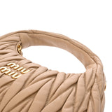 MIUMIU ミュウミュウ ワンダーマテラッセ レザーホーボーバッグ ベージュ 5BC125 レディース マテラッセレザー ハンドバッグ Aランク 中古 銀蔵