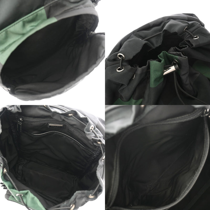 PRADA プラダ バッグパック  ブラック/グリーン ユニセックス ナイロン レザー リュック・デイパック ABランク 中古 銀蔵