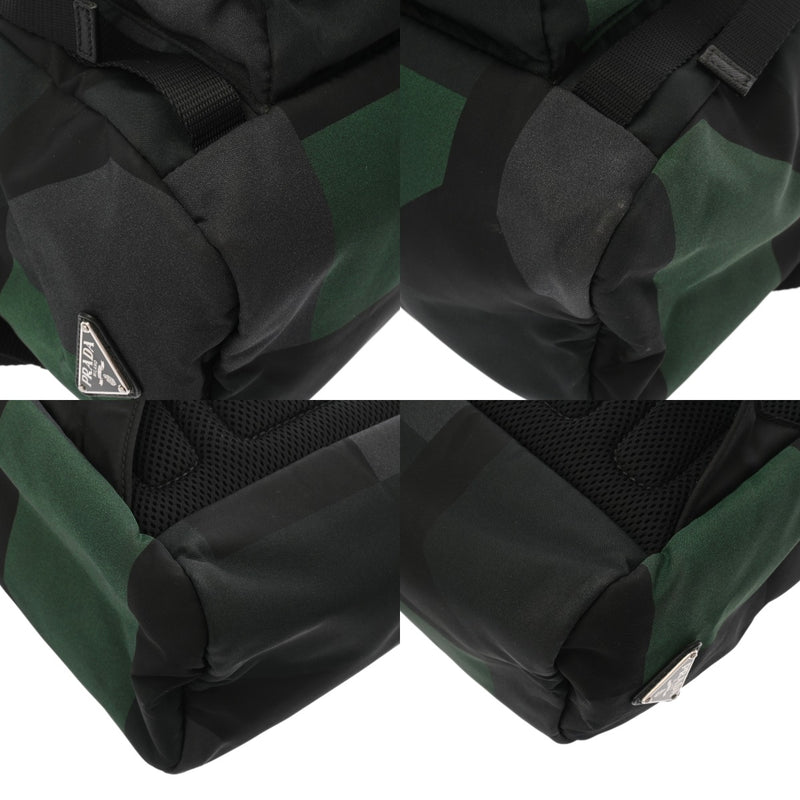 PRADA プラダ バッグパック  ブラック/グリーン ユニセックス ナイロン レザー リュック・デイパック ABランク 中古 銀蔵