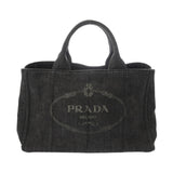 PRADA プラダ カナパ 2WAY トートバッグ ブラック 1BG642 レディース デニム ハンドバッグ ABランク 中古 銀蔵