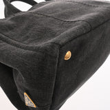 PRADA プラダ カナパ 2WAY トートバッグ ブラック 1BG642 レディース デニム ハンドバッグ ABランク 中古 銀蔵