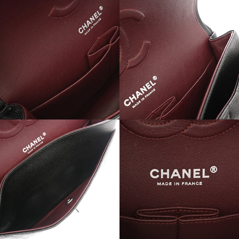 CHANEL シャネル マトラッセ チェーンショルダー 25cm Wフラップ ブラック A01112 レディース キャビアスキン ショルダーバッグ Aランク 中古 銀蔵