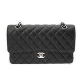 CHANEL シャネル マトラッセ チェーンショルダー 25cm Wフラップ ブラック A01112 レディース キャビアスキン ショルダーバッグ Aランク 中古 銀蔵