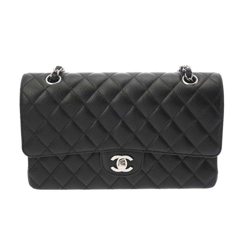 CHANEL シャネル マトラッセ チェーンショルダー 25cm Wフラップ ブラック A01112 レディース キャビアスキン ショルダーバッグ Aランク 中古 銀蔵