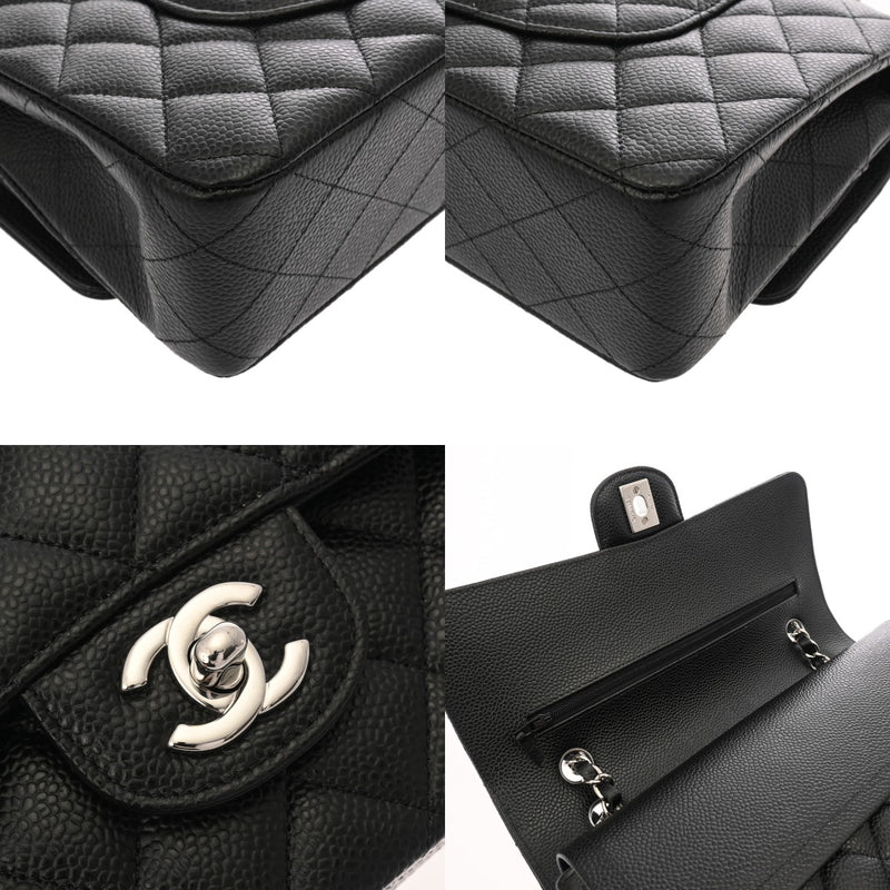CHANEL シャネル マトラッセ チェーンショルダー 25cm Wフラップ ブラック A01112 レディース キャビアスキン ショルダーバッグ Aランク 中古 銀蔵