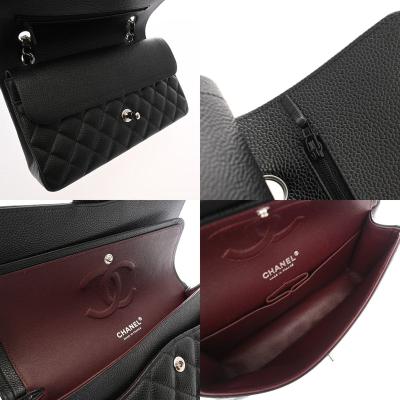 CHANEL シャネル マトラッセ チェーンショルダー 25cm Wフラップ ブラック A01112 レディース キャビアスキン ショルダーバッグ Aランク 中古 銀蔵