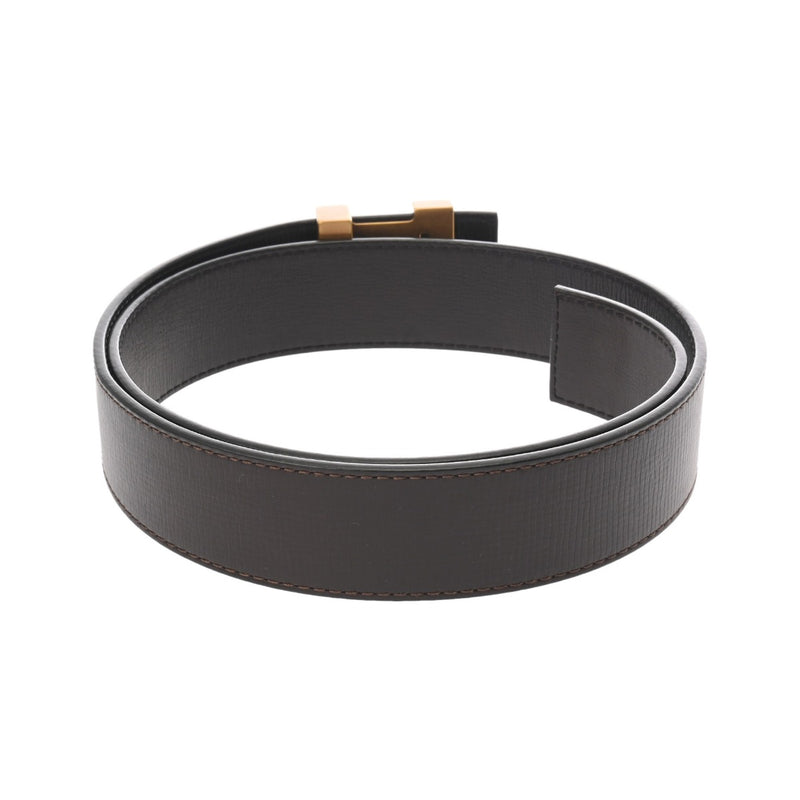 LOUIS VUITTON ルイヴィトン ユタ サンチュール イニシャル サイズ85 ダークブラウン アンティーク調ゴールド金具 M6902 メンズ レザー ベルト Aランク 中古 銀蔵