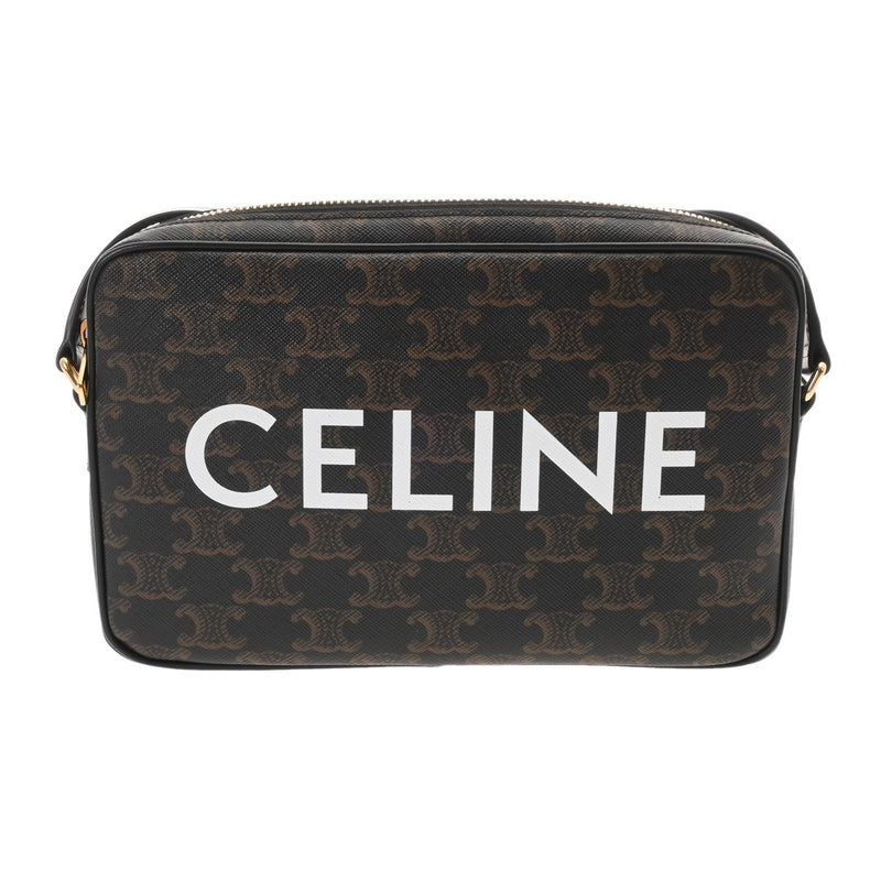 CELINE セリーヌ トリオンフキャンバス ミディアム メッセンジャー ブラック 194502 レディース カーフ トリオンフキャンバス ショルダーバッグ Aランク 中古 銀蔵