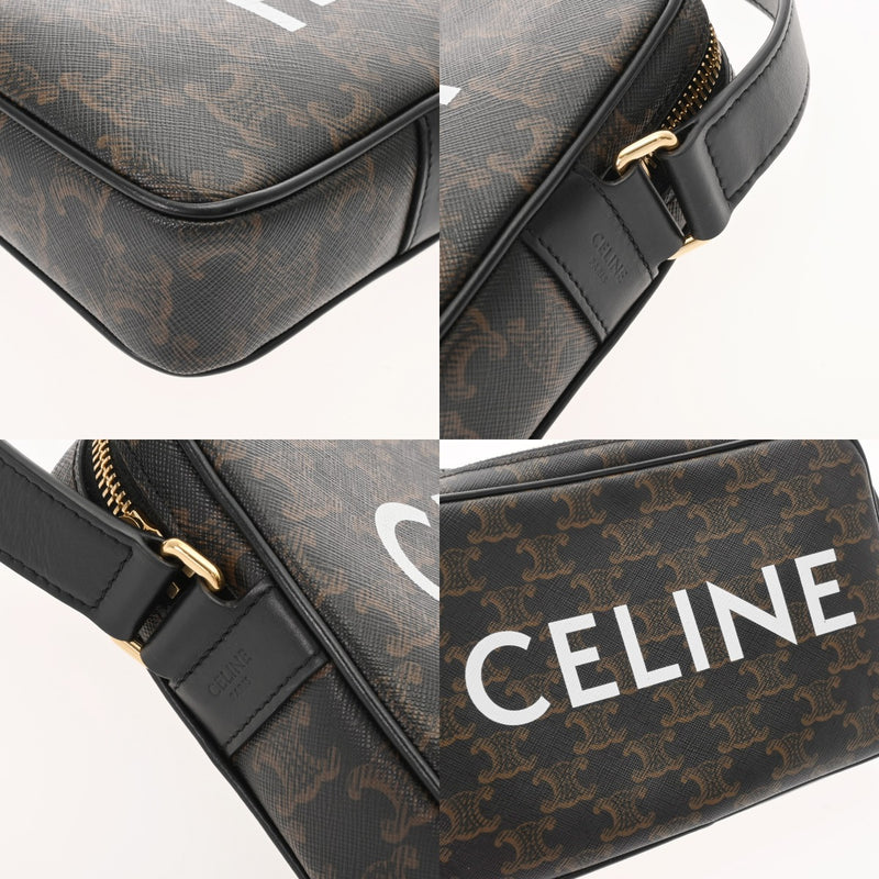 CELINE セリーヌ トリオンフキャンバス ミディアム メッセンジャー ブラック 194502 レディース カーフ トリオンフキャンバス ショルダーバッグ Aランク 中古 銀蔵