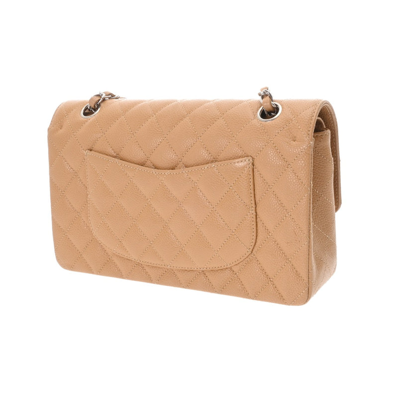 CHANEL シャネル マトラッセ Wフラップ チェーンショルダー 25cm  ベージュ A01112 レディース キャビアスキン ショルダーバッグ Aランク 中古 銀蔵