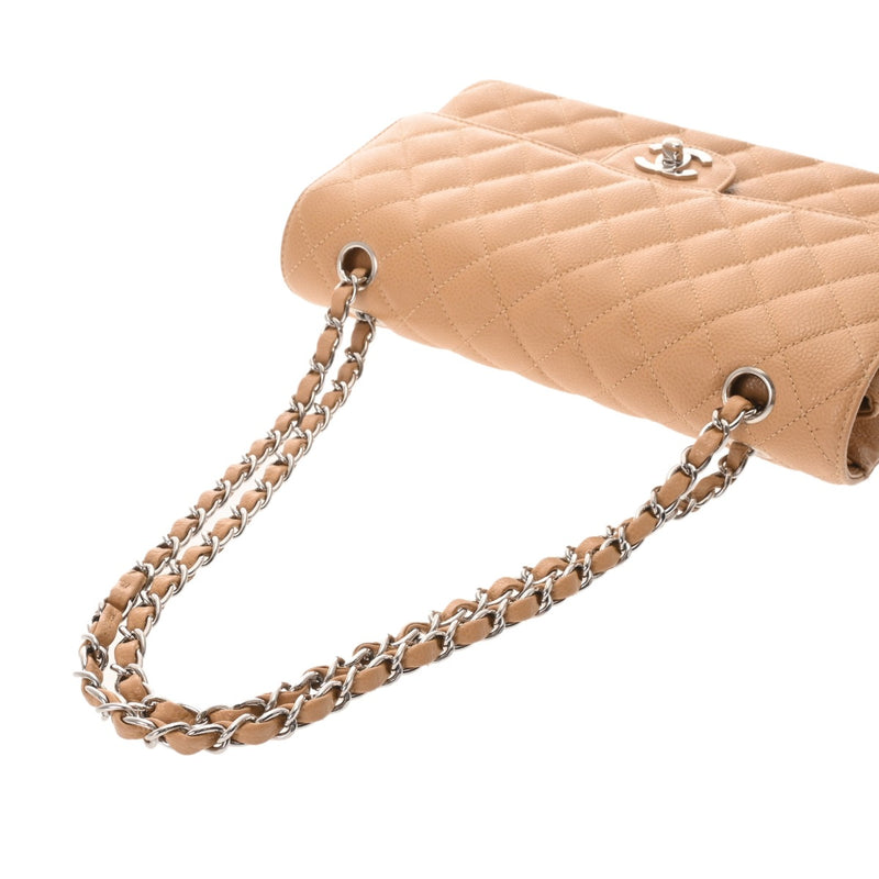 CHANEL シャネル マトラッセ Wフラップ チェーンショルダー 25cm  ベージュ A01112 レディース キャビアスキン ショルダーバッグ Aランク 中古 銀蔵