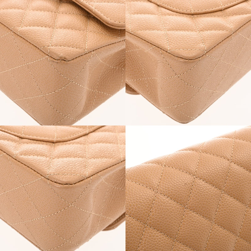 CHANEL シャネル マトラッセ Wフラップ チェーンショルダー 25cm  ベージュ A01112 レディース キャビアスキン ショルダーバッグ Aランク 中古 銀蔵