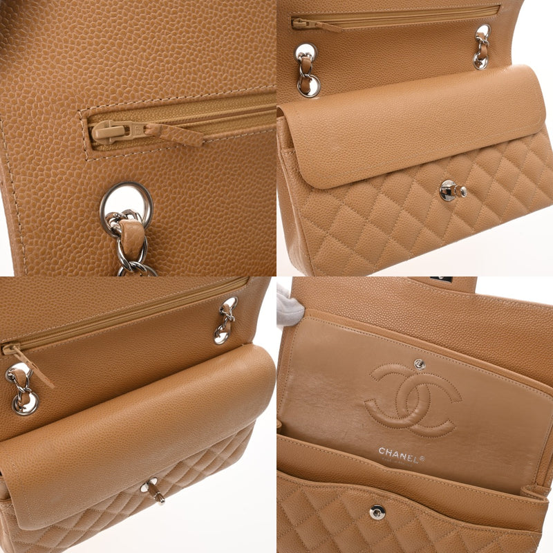CHANEL シャネル マトラッセ Wフラップ チェーンショルダー 25cm  ベージュ A01112 レディース キャビアスキン ショルダーバッグ Aランク 中古 銀蔵