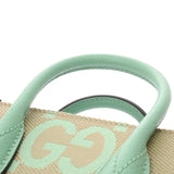 GUCCI グッチ ミニトート ジャンボGG 2WAY ベージュ/グリーン ゴールド金具 671623 レディース キャンバス レザー トートバッグ Aランク 中古 銀蔵