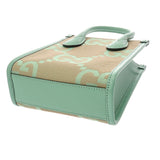 GUCCI グッチ ミニトート ジャンボGG 2WAY ベージュ/グリーン ゴールド金具 671623 レディース キャンバス レザー トートバッグ Aランク 中古 銀蔵