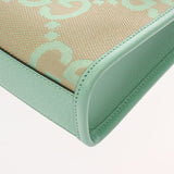 GUCCI グッチ ミニトート ジャンボGG 2WAY ベージュ/グリーン ゴールド金具 671623 レディース キャンバス レザー トートバッグ Aランク 中古 銀蔵